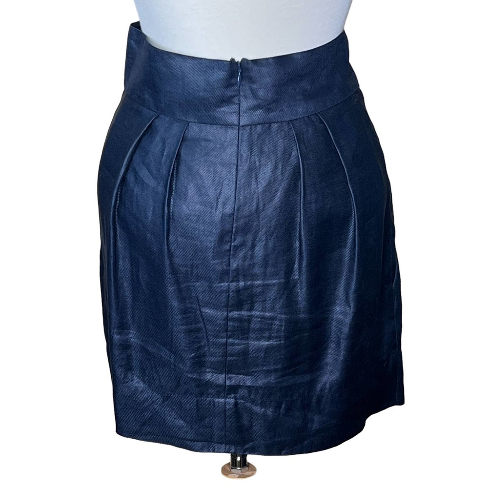 Robert Rodriguez Women’s Navy Mini Skirt with Unique Front Pleat Apx Size 6 - Picture 8 of 13